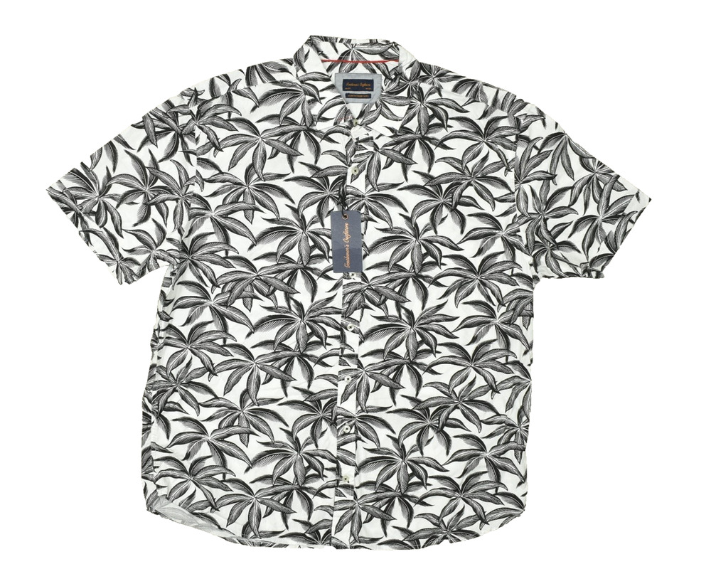 Gentlemen's Outfitters Men Button Down Shirt Short Sleeve Size 2X Tropical Black